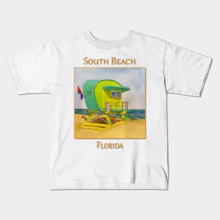 Cute Lifeguard tower in South Beach Miami Florida Kids T-Shirt